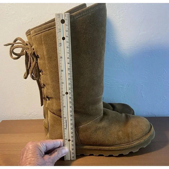 Bearpaw 1955W Phylly Mid Calf Boots in Hickory Suede Womens Size 7 Back Laces - Picture 9 of 15